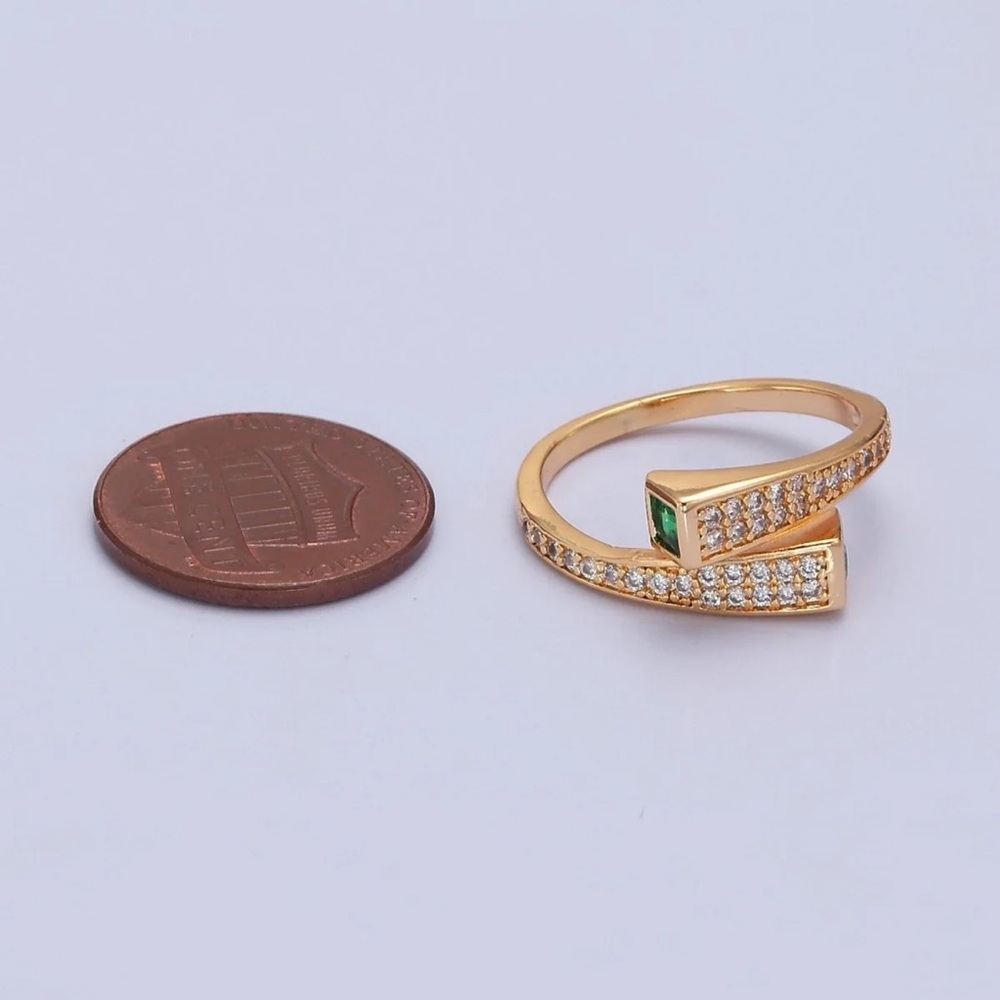 Stackable Pave Ring With Emerald Green Cz Stone O… - image 4